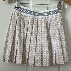Champion White and Brown Pleated Skater Skirt
